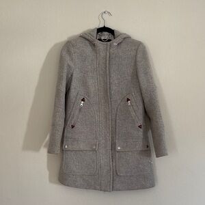 J. Crew Gray Trench Coat with Hood